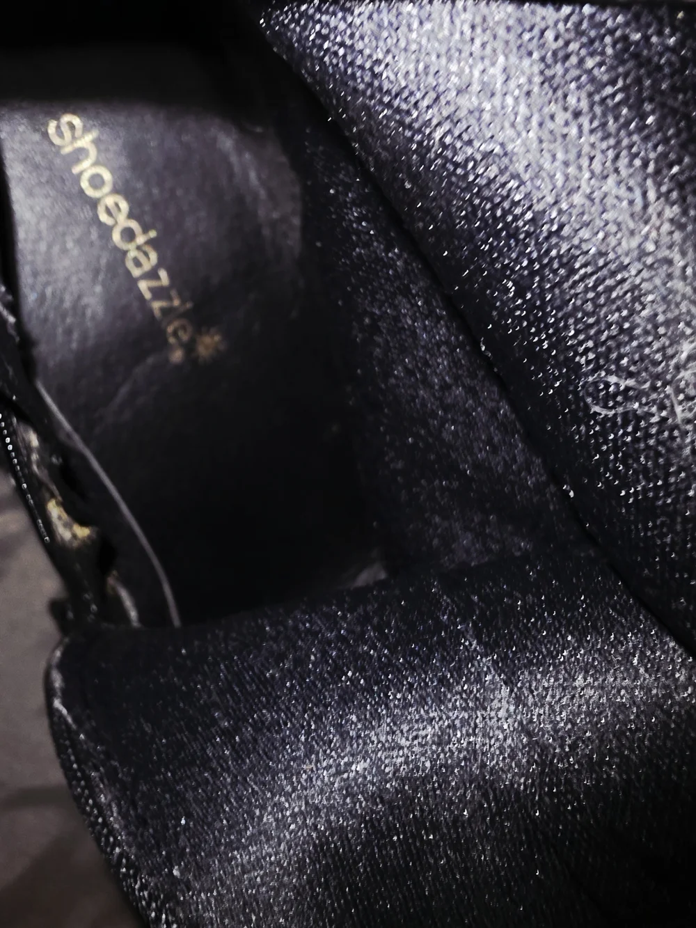 Shoe Dazzle Black Geraldines  Over-the-Knee Stiletto Boots with Strap Detail